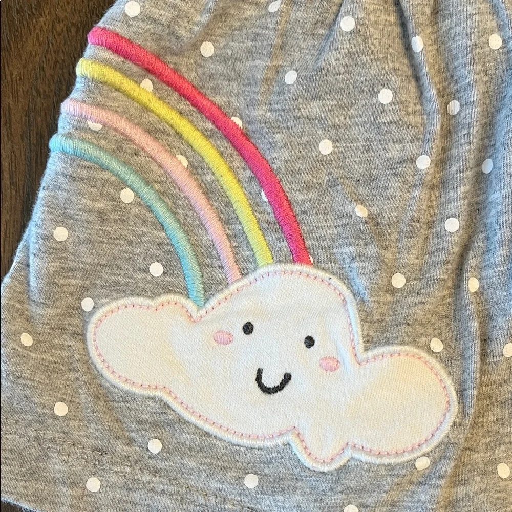 Carter's Gray Polka Dot Diaper Cover with Rainbow Cloud
